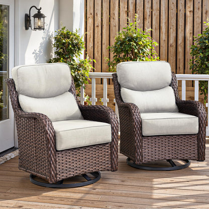 Luxury 6" Thick Cushioned Outdoor Swivel Rocker Patio Chairs of 2