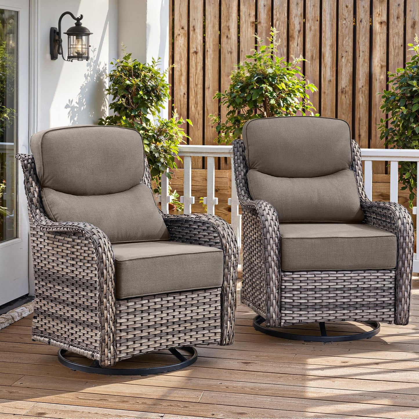 Luxury 6" Thick Cushioned Outdoor Swivel Rocker Patio Chairs of 2