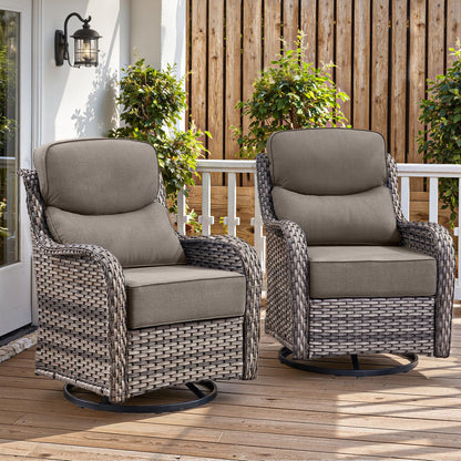 Luxury 6" Thick Cushioned Outdoor Swivel Rocker Patio Chairs of 2
