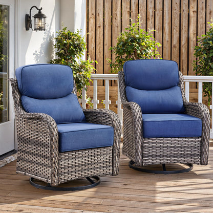 Luxury 6" Thick Cushioned Outdoor Swivel Rocker Patio Chairs of 2
