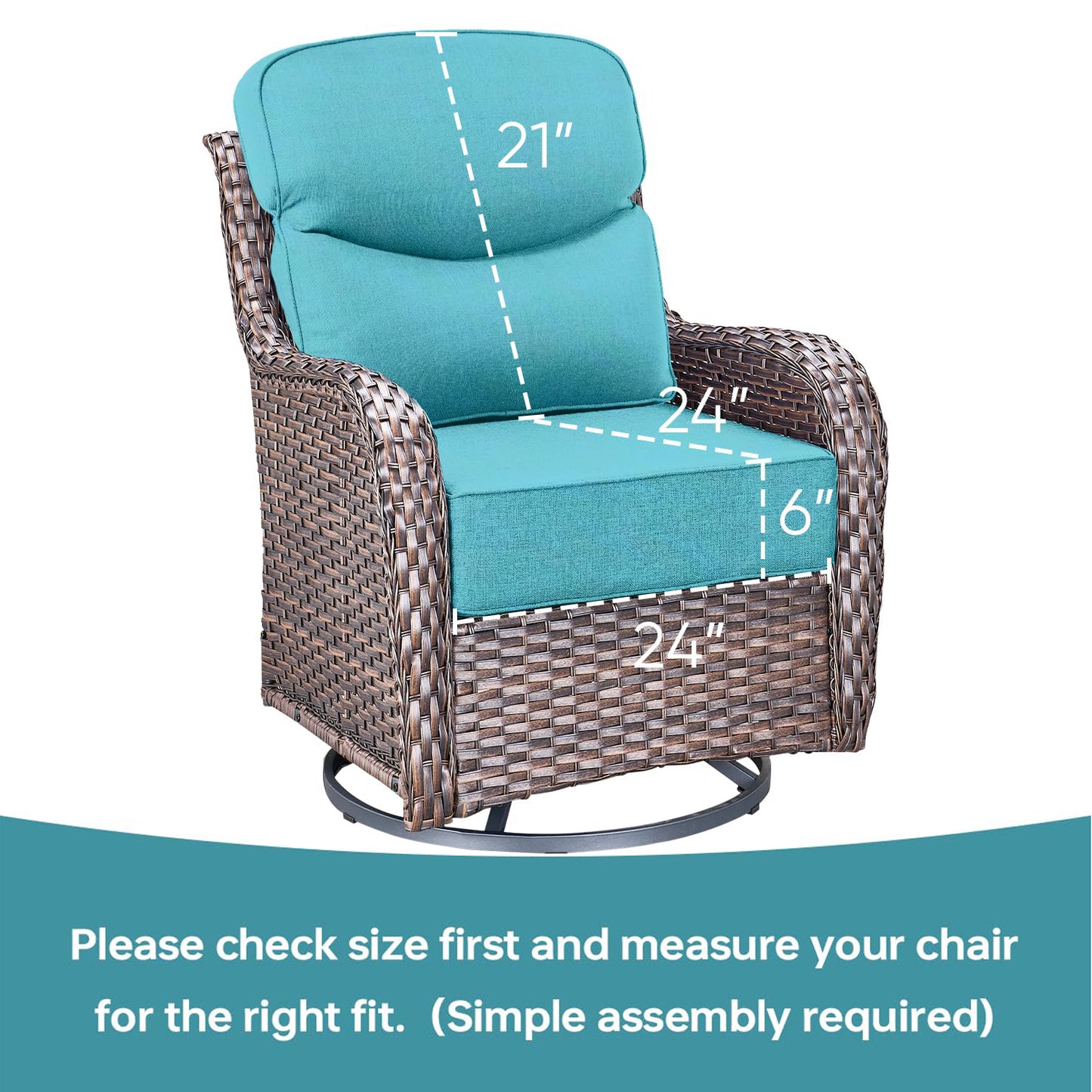 Pop 24*24*6" Outdoor Replacement Cushions Smile Turquoise