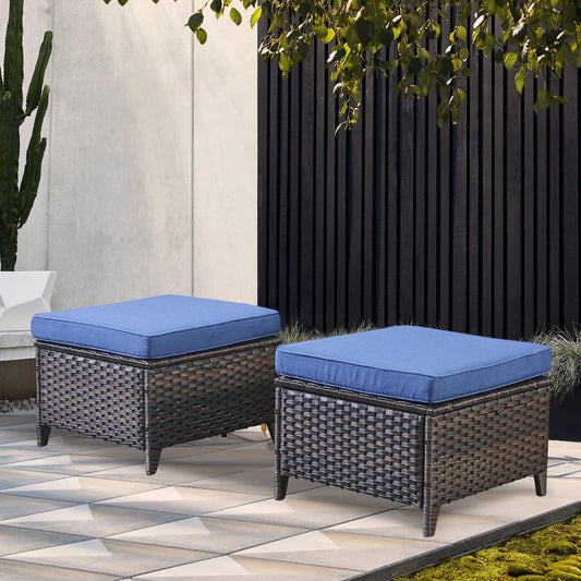 Outdoor Furniture Ottoman Set of 2 Patio Seating Footstool