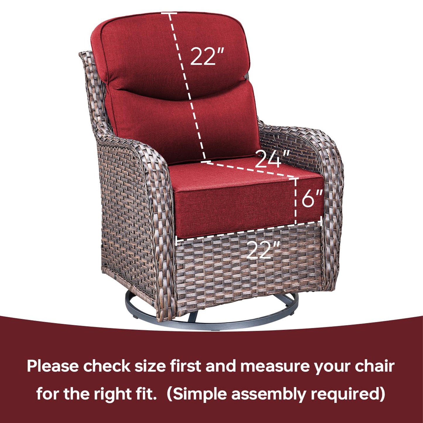 Pop 22*24*6" Outdoor Replacement Cushions Smile Red