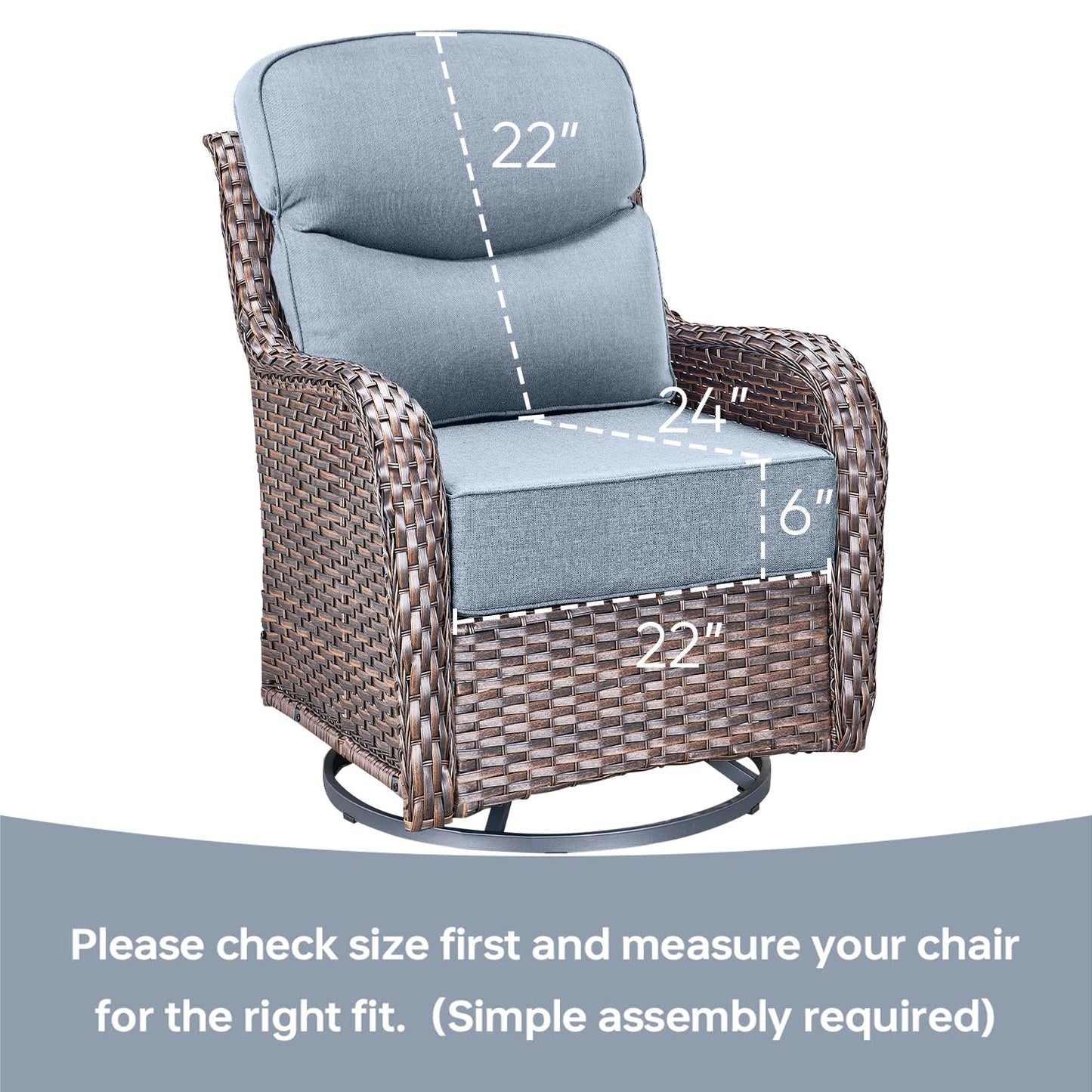 Pop 22*24*6" Outdoor Replacement Cushions Smile Baby Blue