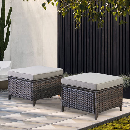 Outdoor Furniture Ottoman Set of 2 Patio Seating Footstool