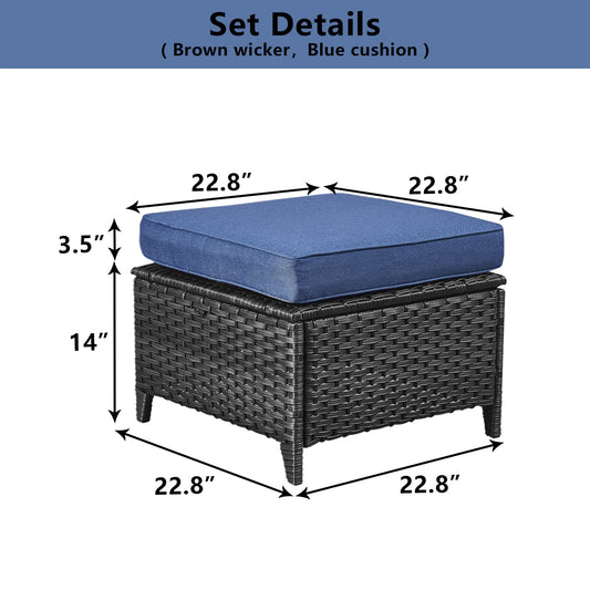 Outdoor Furniture Ottoman Set of 2 Patio Seating Footstool
