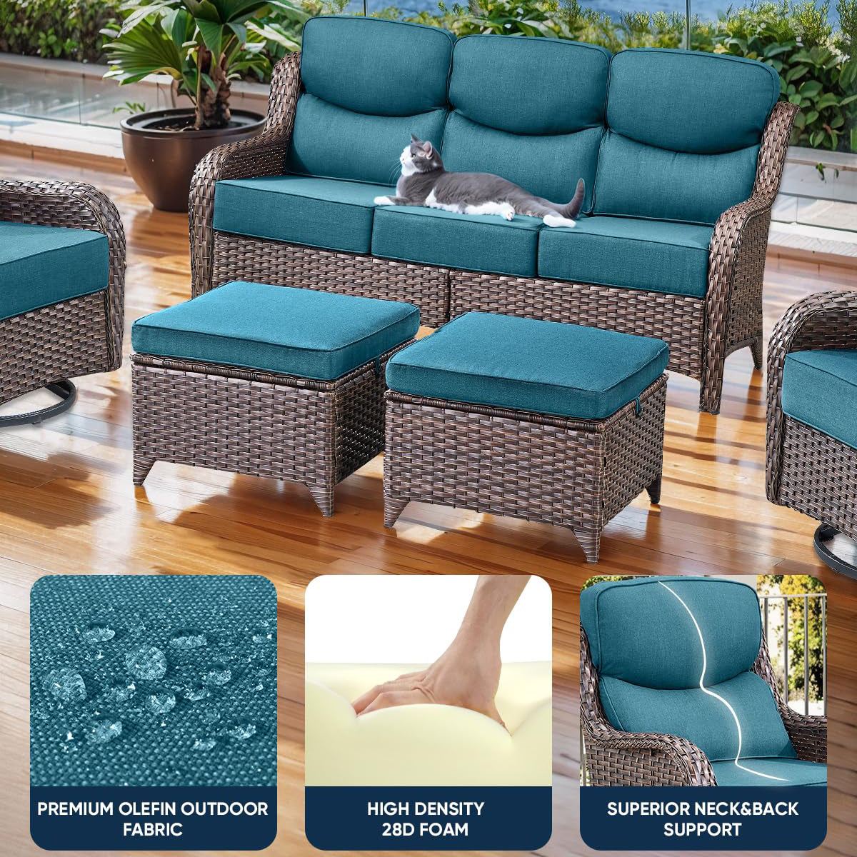 Pop 24*24*6" Outdoor Replacement Cushions Smile Peacock Blue
