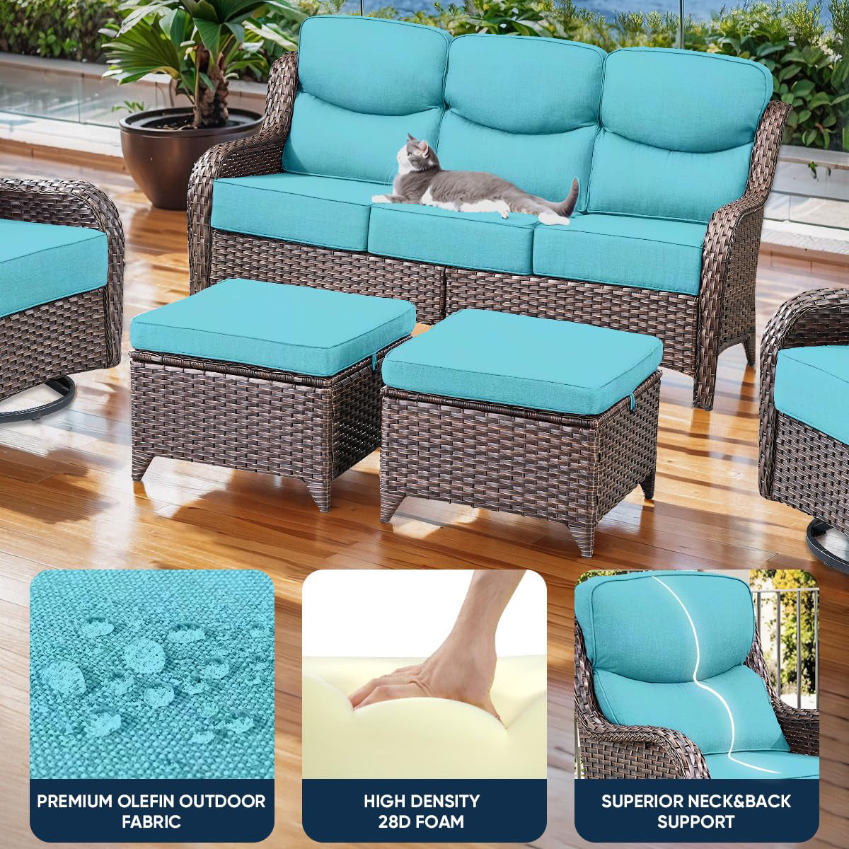 Pop 22*24*6" Outdoor Replacement Cushions Smile Turquoise