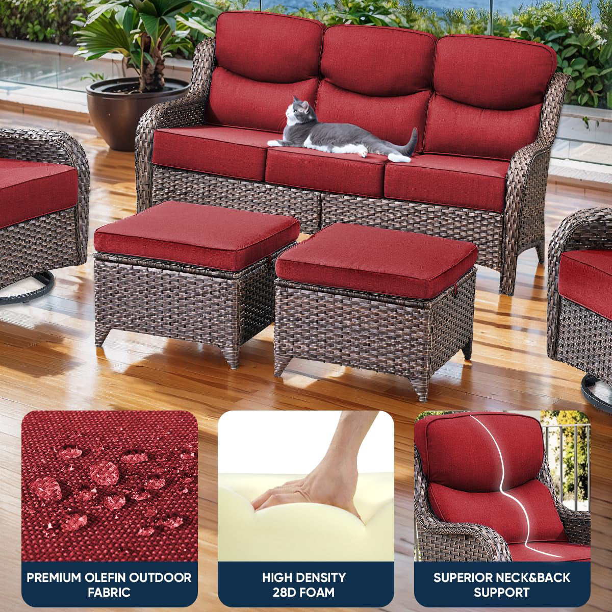 Pop 24*24*6" Outdoor Replacement Cushions Smile Red