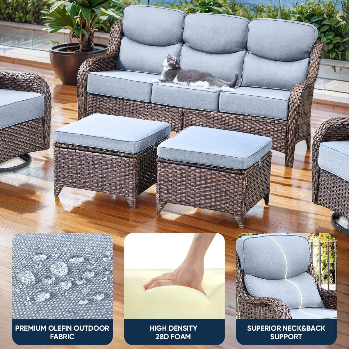 Pop 22*24*6" Outdoor Replacement Cushions Smile Baby Blue