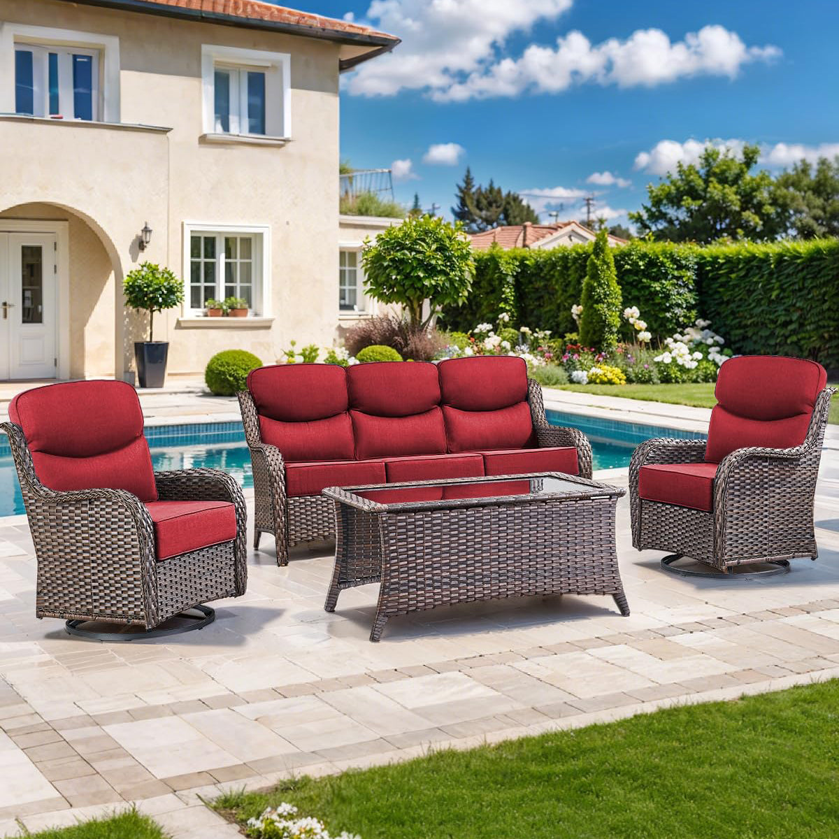 Pop 22*24*6" Outdoor Replacement Cushions Smile Red