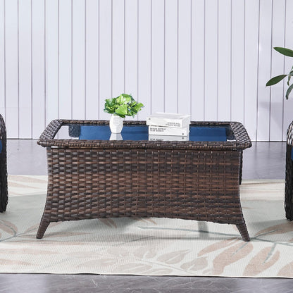 Outdoor Coffee Table with Tempered Glass Top