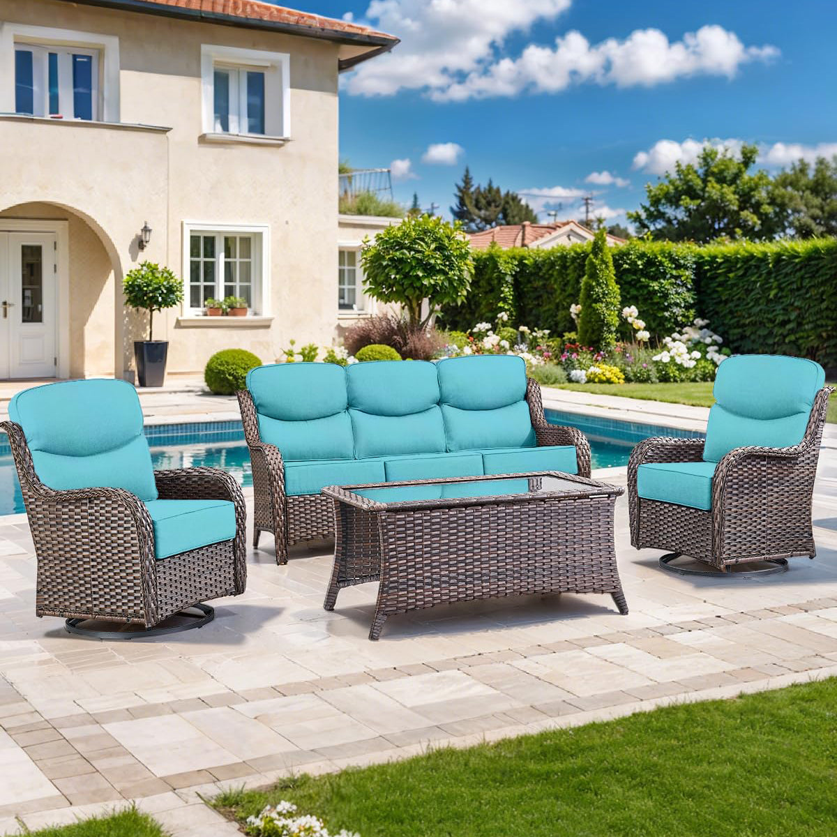 Pop 22*24*6" Outdoor Replacement Cushions Smile Turquoise
