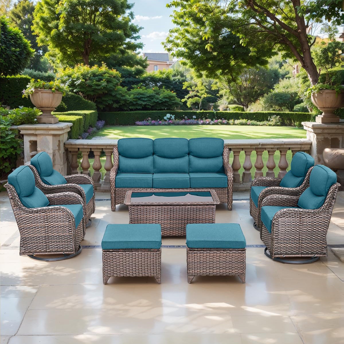 Pop 24*24*6" Outdoor Replacement Cushions Smile Peacock Blue