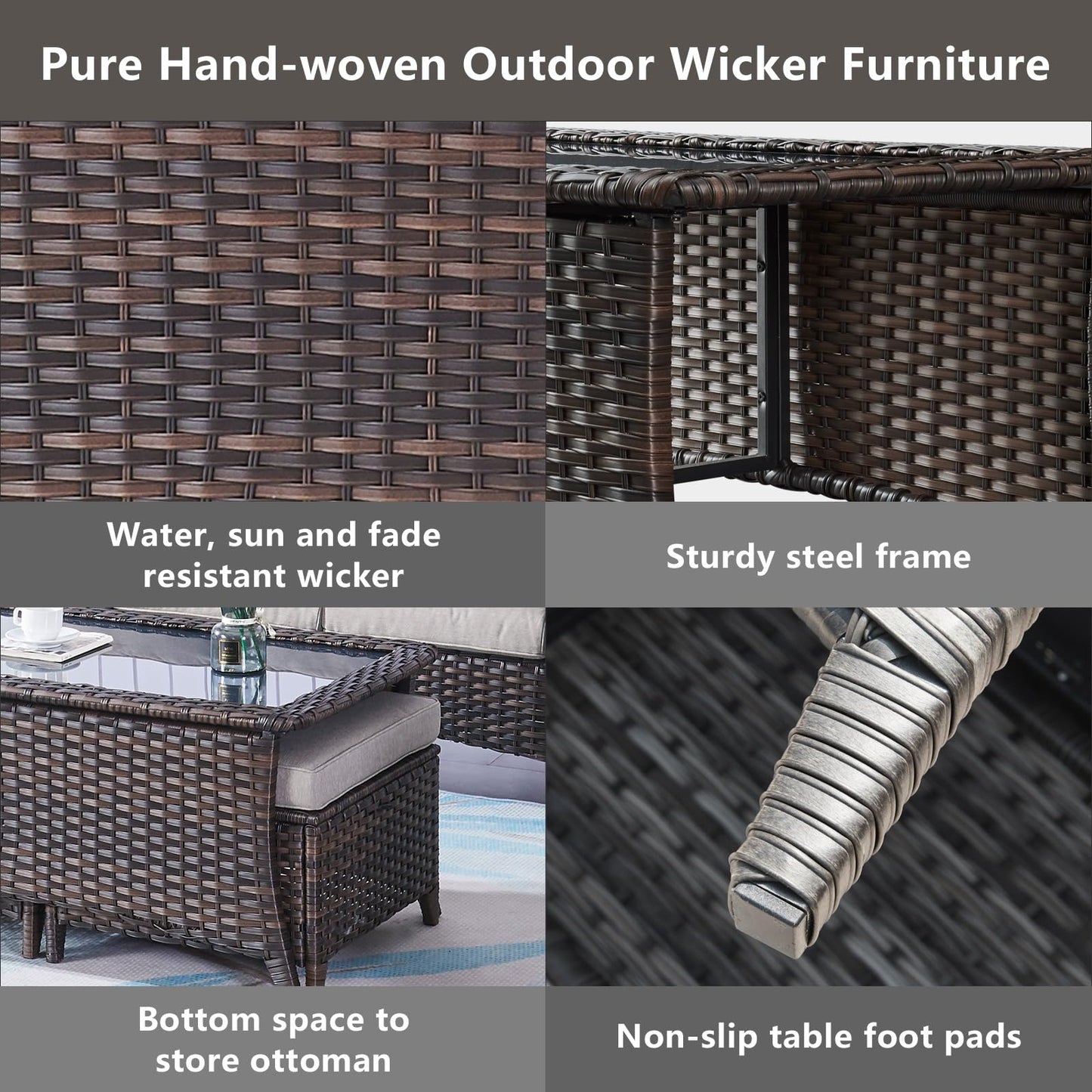 Outdoor Coffee Table with Tempered Glass Top