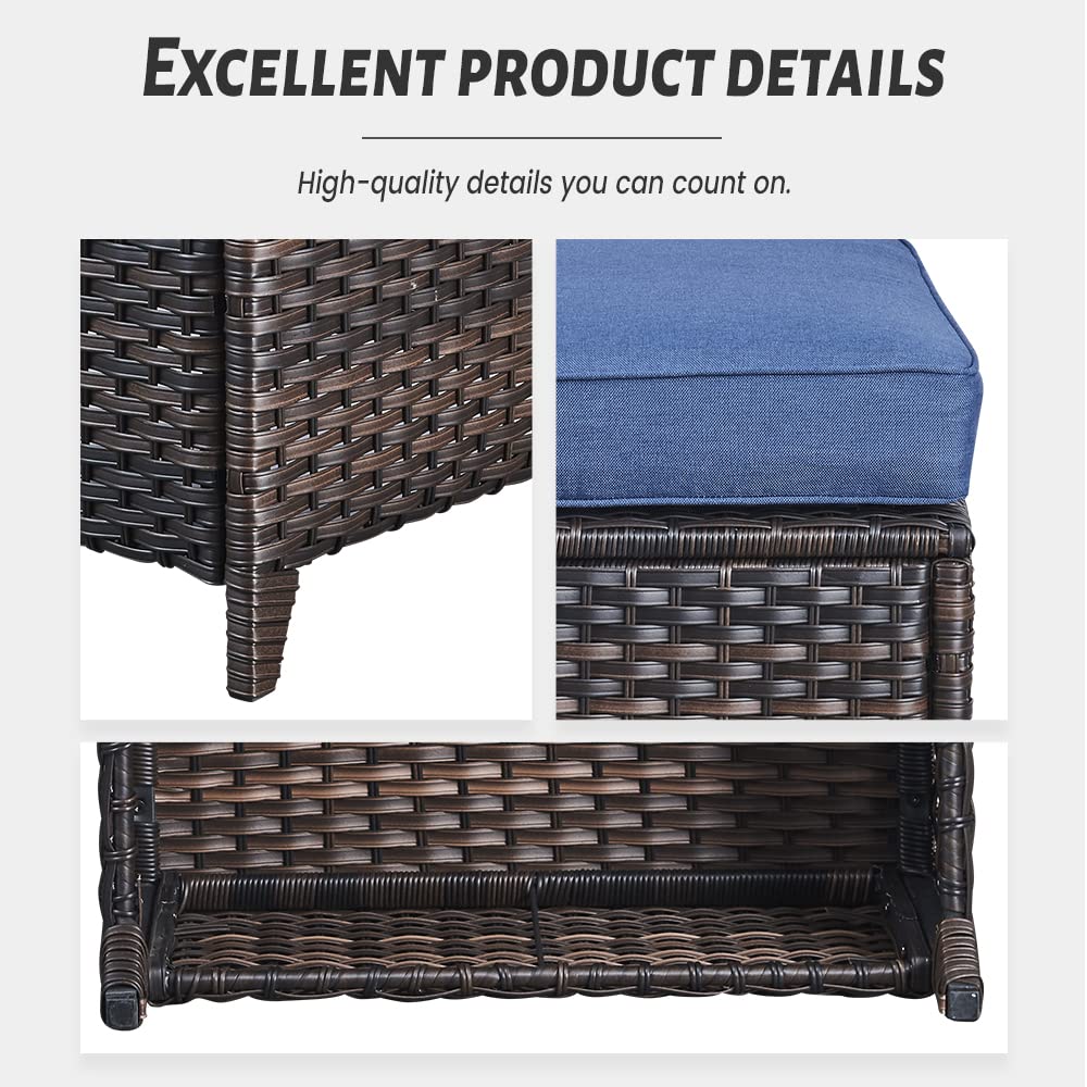 Outdoor Furniture Ottoman Set of 2 Patio Seating Footstool