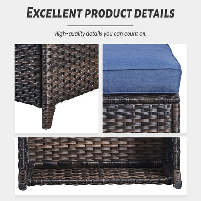 Outdoor Furniture Ottoman Set of 2 Patio Seating Footstool