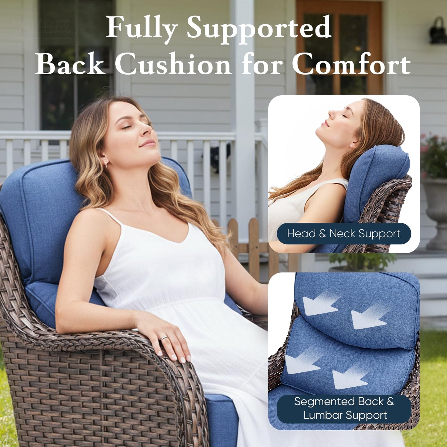 Luxury 6" Thick Cushioned Outdoor Swivel Rocker Patio Chairs of 2
