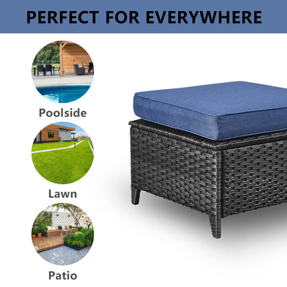 Outdoor Furniture Ottoman Set of 2 Patio Seating Footstool
